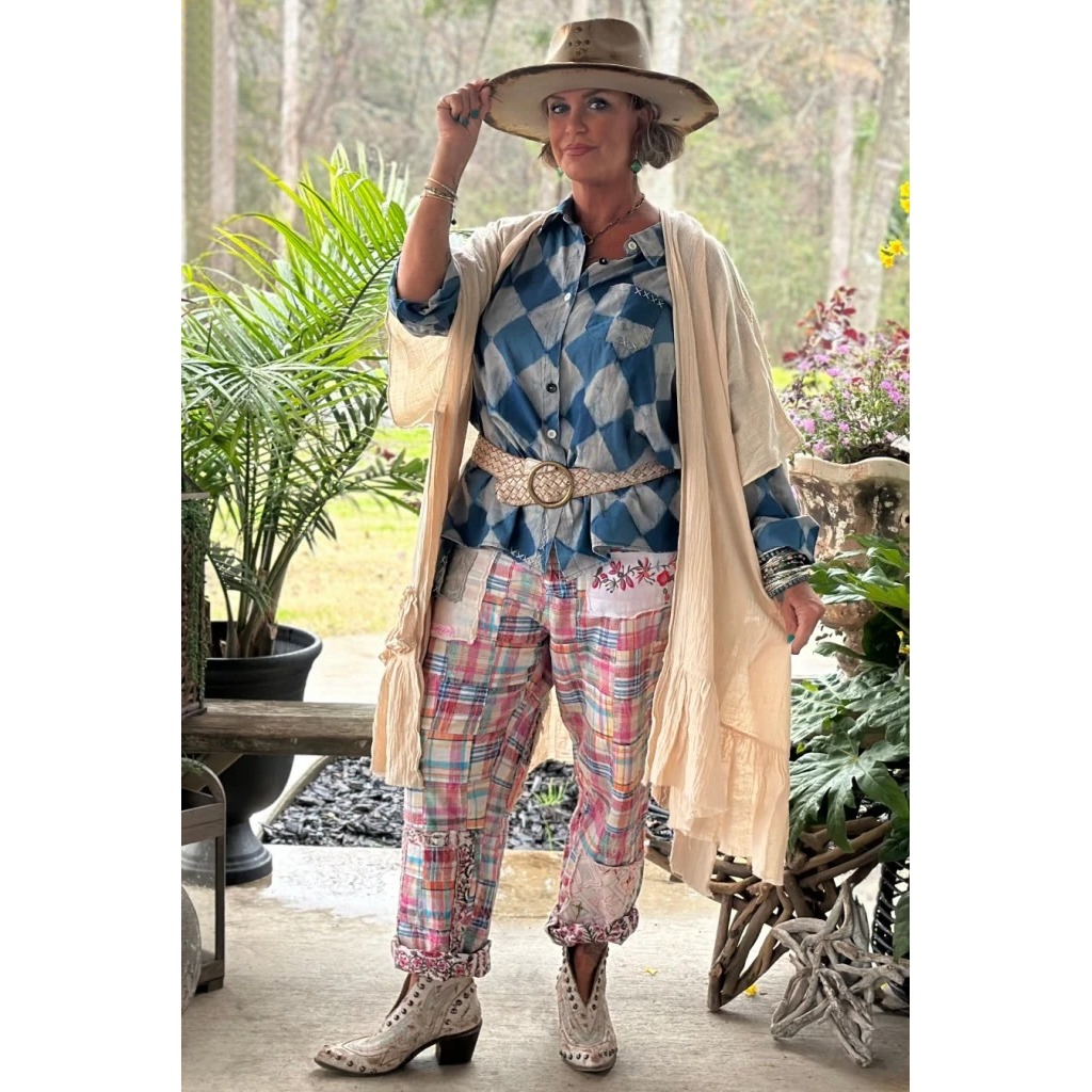 Jaded Gypsy Patchwork Plaid Boho Festival Pants Women's
